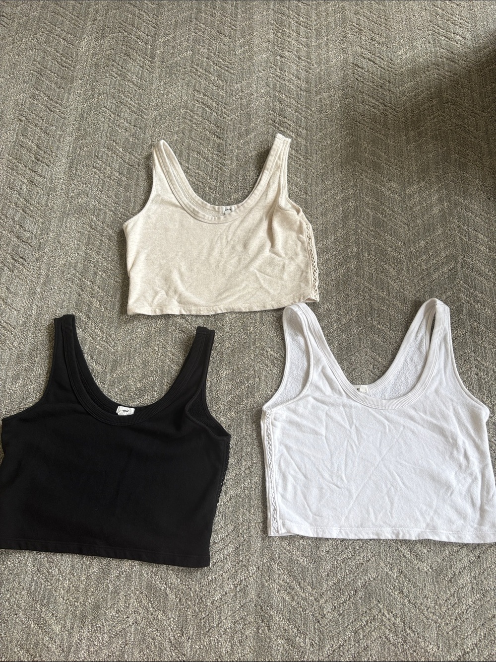 Aerie Women’s Ribbed Tank Crop Top - White, Black, Cream